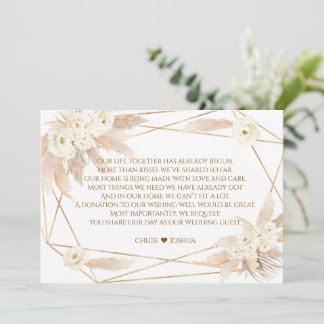 Reizende weiße Rosen Pampasgras Goldene Hochzeit Save The Date