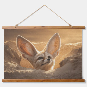 Reizende Wüstenfennek-Fuchs-Sonnenuntergang-Wandku Wandteppich Mit Holzrahmen