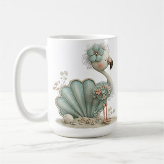 REIZENDER BLAUER FLAMINGO AM STRAND MIT SUNCASTLE KAFFEETASSE
