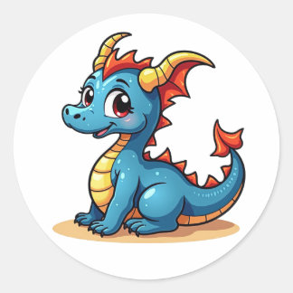 Reizender Cartoon-Drache-Aufkleber Runder Aufkleber