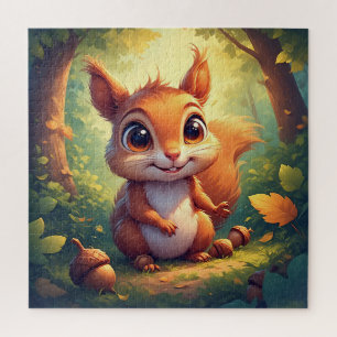 Reizender Cartoon-Eichhörnchen-Charakter im Wald