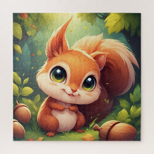 Reizender Cartoon-Eichhörnchen-Charakter im Wald