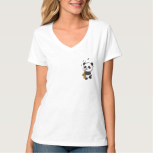 Reizender Cartoon-Panda spielt goldenes Saxophon T-Shirt