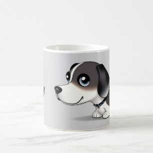 Reizender Cartoon-Welpe mit hellen Augen Kaffeetasse