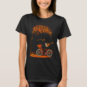 Reizender Corgi im Herbst  Hund fährt Fahrrad Frau T-Shirt