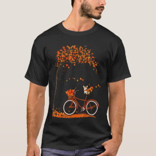 Reizender Corgi im Herbst Hund fährt Fahrrad Frau T-Shirt