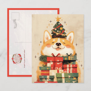 Reizender Corgi mit Weihnachtsgeschenken Postkarte