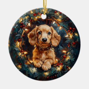 Reizender Doxie-Hund Weihnachtsbaumlichter Keramik Ornament