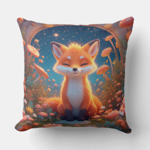 Reizender Fuchs, der mitten in einem Fantasy-Wald  Kissen