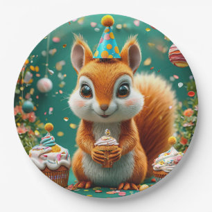 Reizender Geburtstag-Eichhörnchen Pappteller