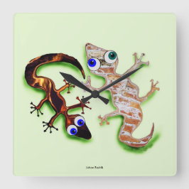 Reizender Gecko Quadratische Wanduhr