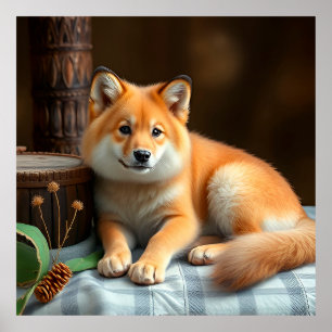 Reizender Hund, der sich drinnen wohlfühlt Poster