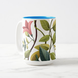 Reizender Kaffeebecher mit Blumenmuster Zweifarbige Tasse