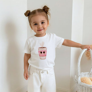 Reizender Kaffeebecher mit großen funkelnden Augen Kleinkind T-shirt