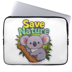 Reizender Kawaii Koala "Rettet die Natur"  Laptopschutzhülle