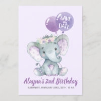 Reizender Lavendel-Elefant mit lila Ballonen