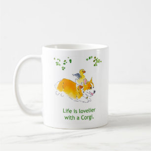 Reizender mit einer Corgi-Tasse Kaffeetasse