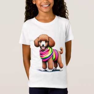 Reizender Pudel mit einem farbenfrohen Schal T-Shirt