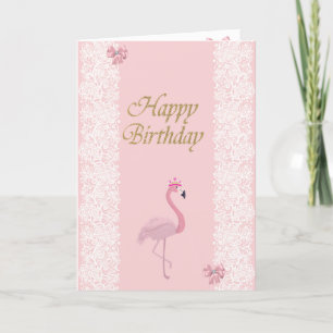 Reizender Rosa Flamingo, Diadem, Spitze, Schleife Karte