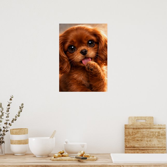 Reizender Ruby Cavalier Spaniel Poster (Küche)