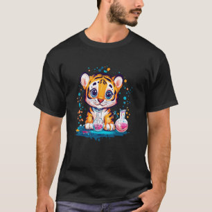 Reizender Tiger mit farbenfrohen Wissenschaftsbech T-Shirt