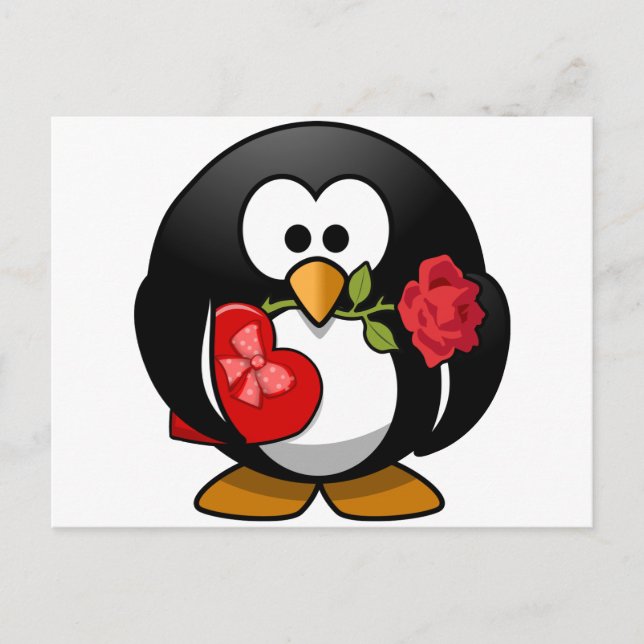Reizender Valentinsgruß-Pinguin Feiertagspostkarte (Vorderseite)