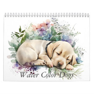 Reizender Wasserfarben-Hund Kalender