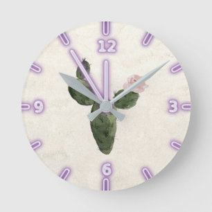 Reizender Wasserfarben-Kaktus Runde Wanduhr
