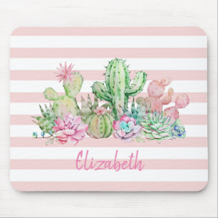 Reizender Wasserfarben-Kaktus, Sukkulente rosa Str Mousepad