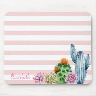 Reizender Wasserfarben-Kaktus, Sukkulenten-Streife Mousepad