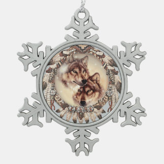 reizender Weihnachtsbaum oder ein dekorative Wolf Schneeflocken Zinn-Ornament