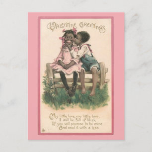 Reizendes afroamerikanisches Paar vintage Valentin Postkarte