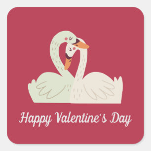 Reizendes Aufkleber-Siegel Schwan-Paarevalentine-  Quadratischer Aufkleber