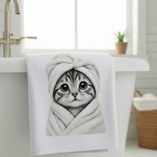 Reizendes Bade- & Strandhandtuch für Katzenliebhab Badhandtuch Set