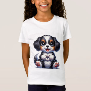 Reizendes Cartoon-Hündchen mit Herz T-Shirt