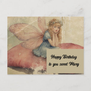 Reizendes Feen-Vintage-Grunge-Geburtstag Postkarte