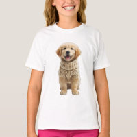 Reizendes Golden Retriever-Welpe in gestricktem Pu