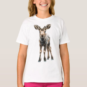 Reizendes handgemaltes kleines Elchkalb für Kinder T-Shirt