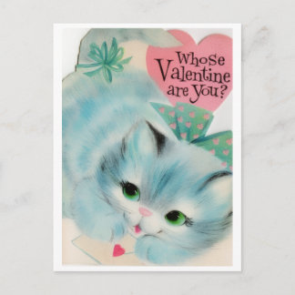 Reizendes Kätzchen Vintage 50er ValentinsPostkarte Postkarte