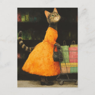 Reizendes Katzen-Einkaufspostkartenmotiv Postkarte