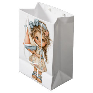 REIZENDES KLEINES MÄDCHEN MIT EINEM SOMMERTHEma Mittlere Geschenktüte