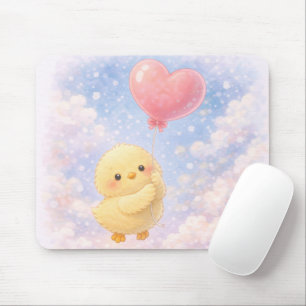 Reizendes Küken mit Herzballon-Mauspad Mousepad