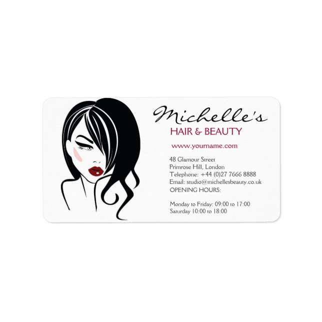 Reizendes Mädchen mit gewelltes Haar Make-upikone Adressaufkleber (Vorne)