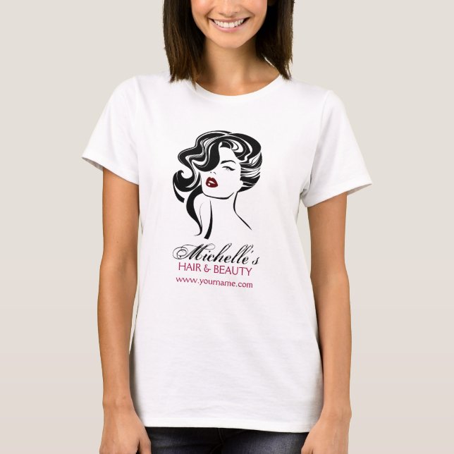 Reizendes Mädchen mit gewelltes Haar Make-upikone T-Shirt (Vorderseite)
