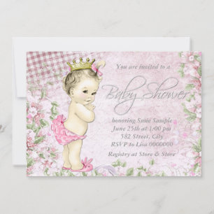 Reizendes Mädchen Vintage Rosa Babyparty Einladung