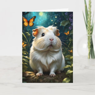 Reizendes Meerschweinchen im Wald mit Schmetterlin Karte