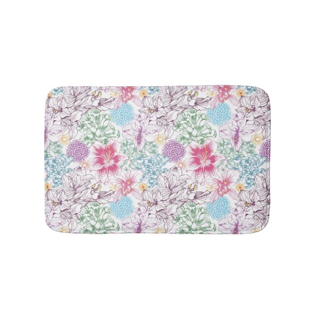 Reizendes Muster mit bunten Blumen Badematte (Vorderseite)