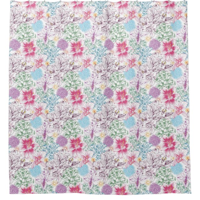 Reizendes Muster mit bunten Blumen Duschvorhang (Vorderseite)