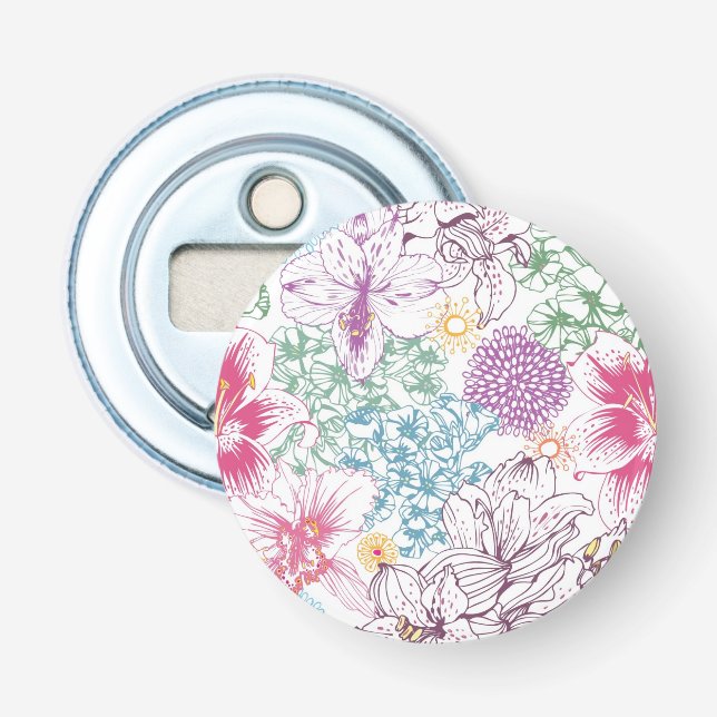 Reizendes Muster mit bunten Blumen Flaschenöffner (Vorderseite)