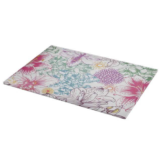 Reizendes Muster mit bunten Blumen Schneidebrett (Ecke)